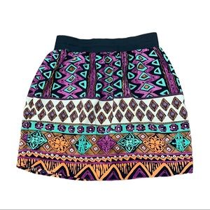 Tini Lili Satin Feel Elastic Waist Geometric Printed Mini Skirt